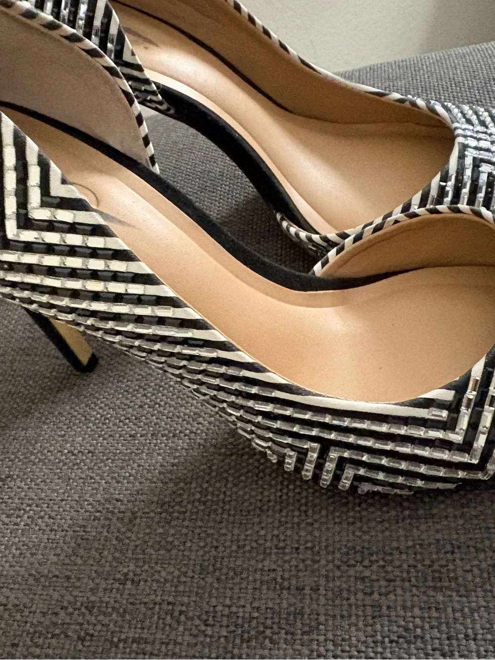 INC Black and Silver Sequins Closed Toe High Heels Size 6
